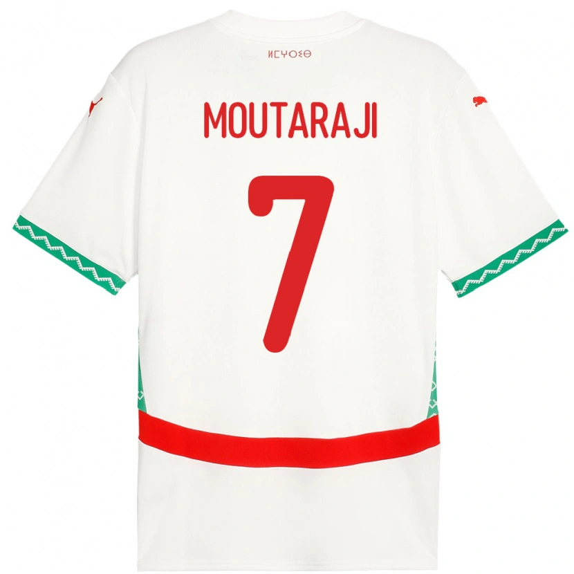 Danxen Mujer Camiseta Marruecos Ismail Moutaraji #7 Blanco 2ª Equipación 24-26 La Camisa