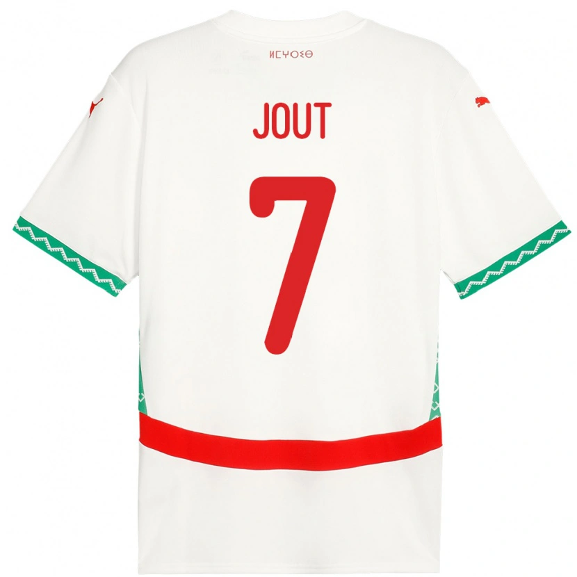 Danxen Mujer Camiseta Marruecos Adam Jout #7 Blanco 2ª Equipación 24-26 La Camisa