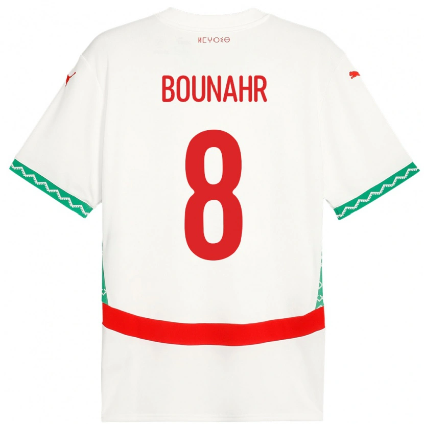 Danxen Mujer Camiseta Marruecos Ilyas Bounahr #8 Blanco 2ª Equipación 24-26 La Camisa