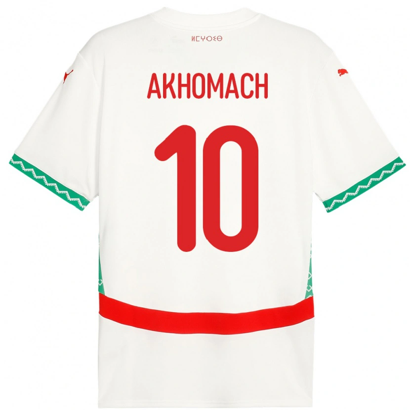 Danxen Mujer Camiseta Marruecos Ilias Akhomach #10 Blanco 2ª Equipación 24-26 La Camisa