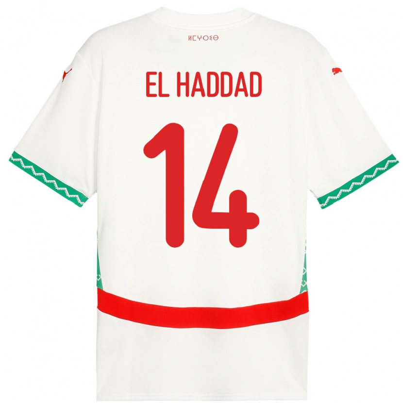 Danxen Mujer Camiseta Marruecos Saad El Haddad #14 Blanco 2ª Equipación 24-26 La Camisa