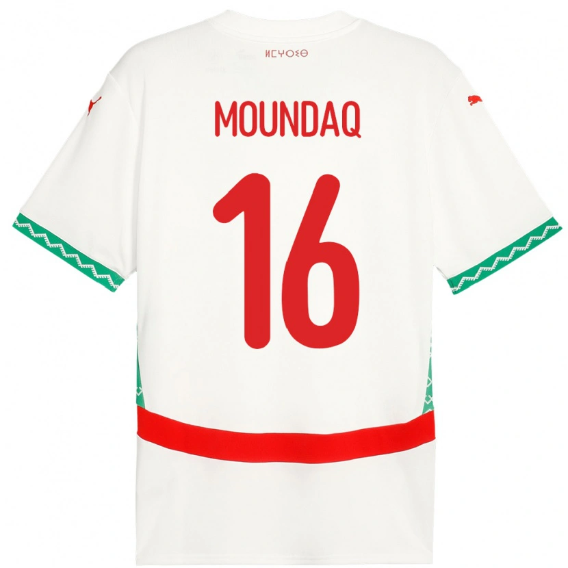 Danxen Mujer Camiseta Marruecos Taha Moundaq #16 Blanco 2ª Equipación 24-26 La Camisa
