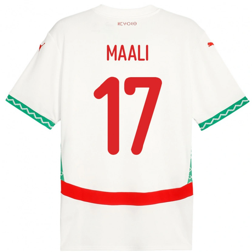 Danxen Mujer Camiseta Marruecos Abdelhamid Maali #17 Blanco 2ª Equipación 24-26 La Camisa