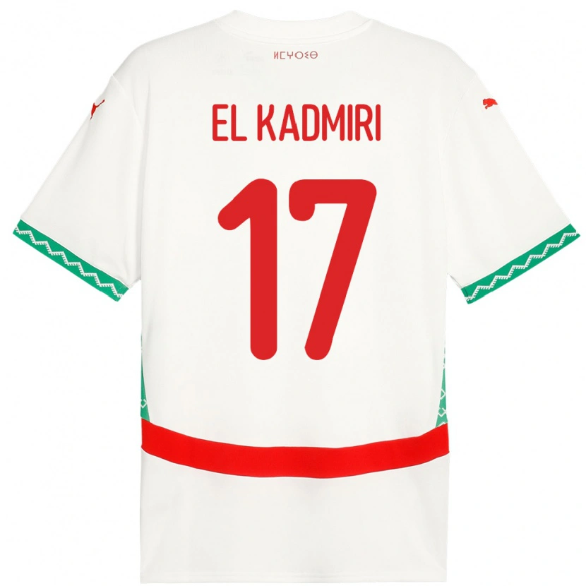 Danxen Mujer Camiseta Marruecos Ugo Lamare El Kadmiri #17 Blanco 2ª Equipación 24-26 La Camisa