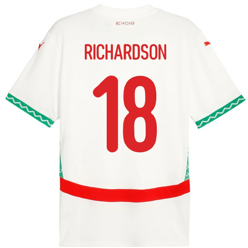 Danxen Mujer Camiseta Marruecos Amir Richardson #18 Blanco 2ª Equipación 24-26 La Camisa