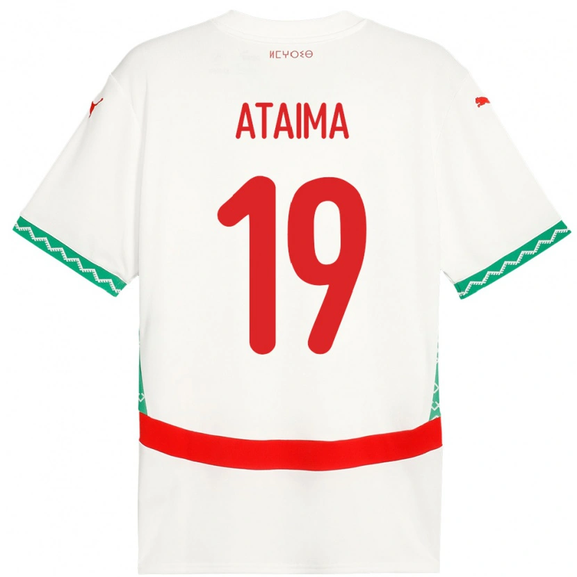 Danxen Mujer Camiseta Marruecos Hamza Ataima #19 Blanco 2ª Equipación 24-26 La Camisa
