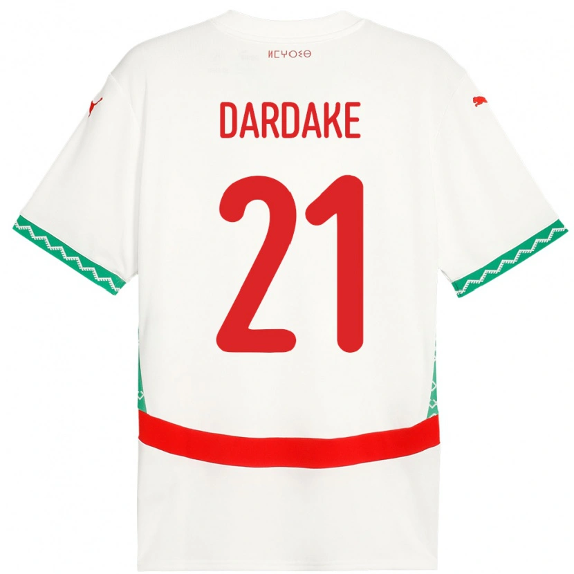 Danxen Mujer Camiseta Marruecos Wassim Dardake #21 Blanco 2ª Equipación 24-26 La Camisa