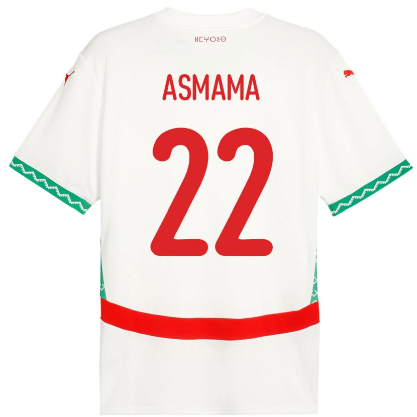 Danxen Mujer Camiseta Marruecos Reda Asmama #22 Blanco 2ª Equipación 24-26 La Camisa