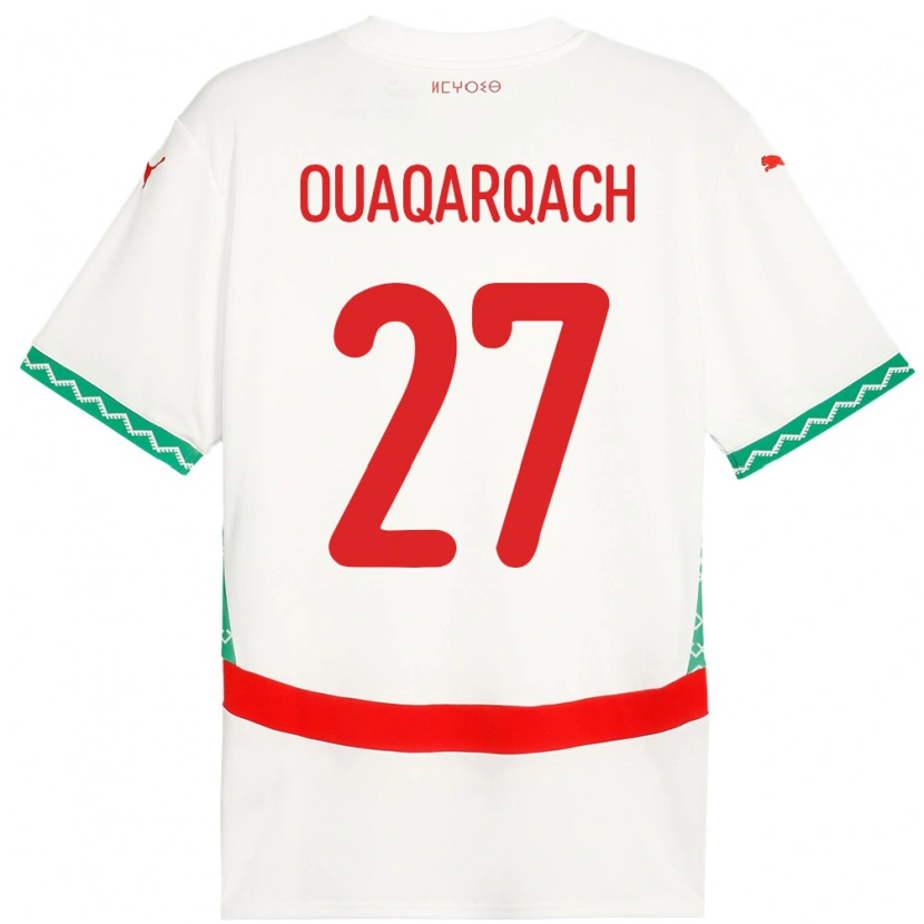 Danxen Mujer Camiseta Marruecos Abdelkader Ouaqarqach #27 Blanco 2ª Equipación 24-26 La Camisa