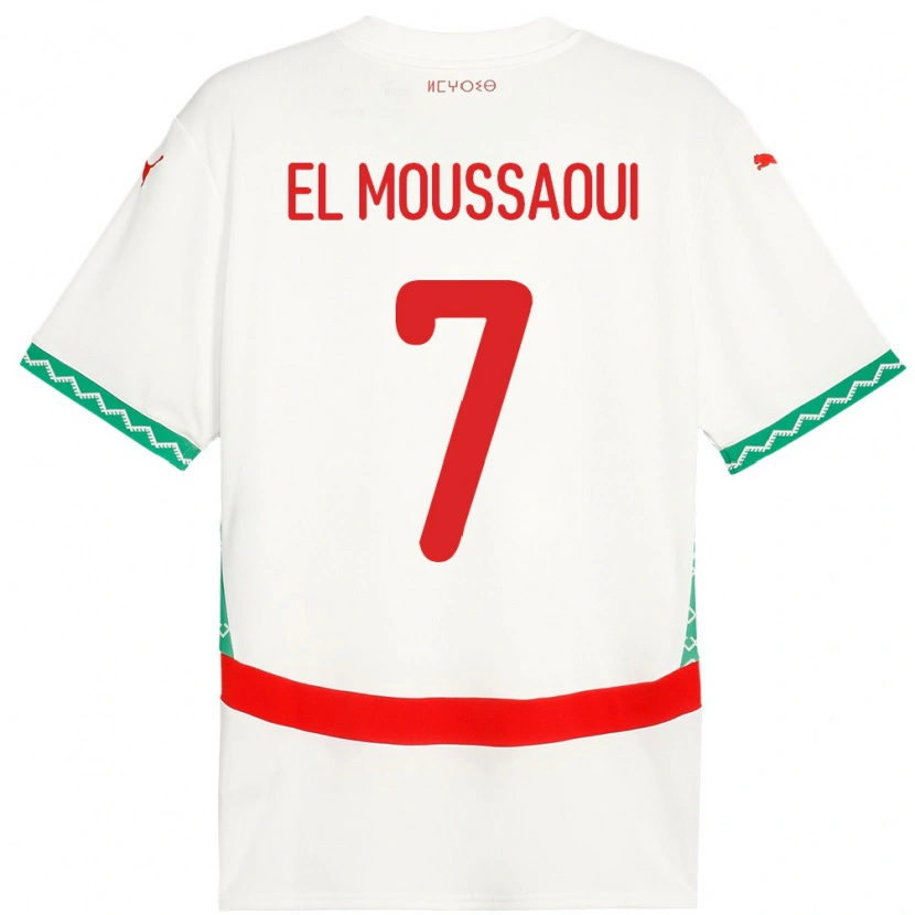 Danxen Mujer Camiseta Marruecos Hamza El Moussaoui #7 Blanco 2ª Equipación 24-26 La Camisa