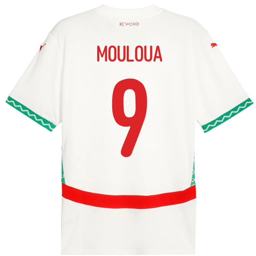Danxen Mujer Camiseta Marruecos Ayoub Mouloua #9 Blanco 2ª Equipación 24-26 La Camisa
