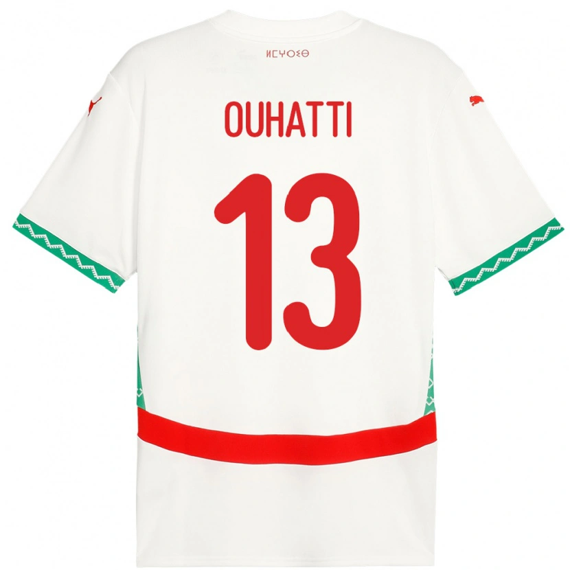 Danxen Mujer Camiseta Marruecos Aymane Ouhatti #13 Blanco 2ª Equipación 24-26 La Camisa