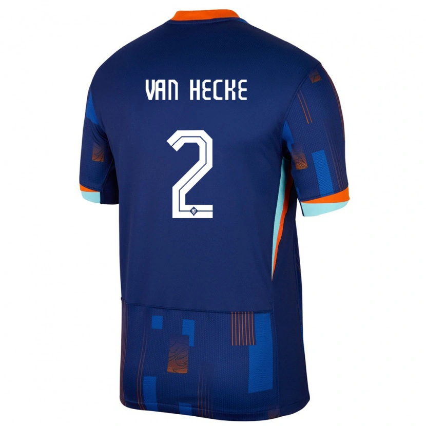 Danxen Mujer Camiseta Países Bajos Jan Paul Van Hecke #2 Azul 2ª Equipación 24-26 La Camisa