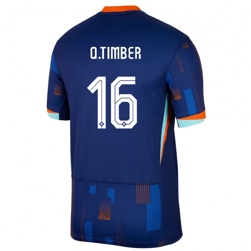 Danxen Mujer Camiseta Países Bajos Quinten Timber #16 Azul 2ª Equipación 24-26 La Camisa