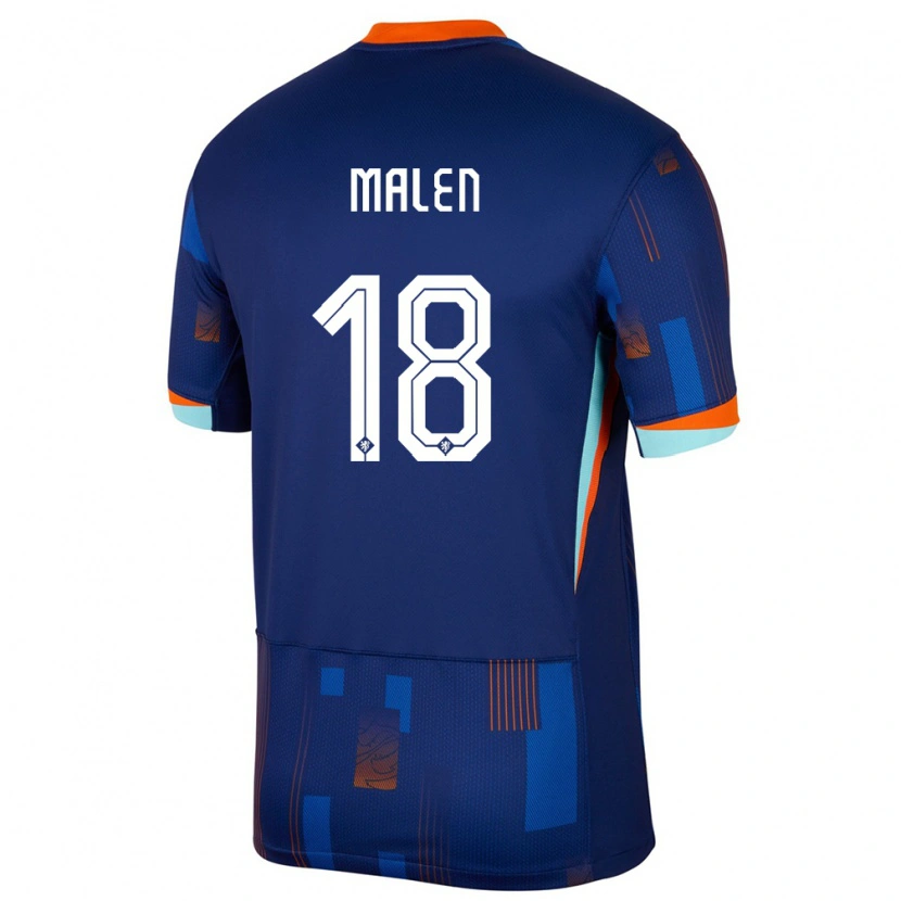 Danxen Mujer Camiseta Países Bajos Donyell Malen #18 Azul 2ª Equipación 24-26 La Camisa