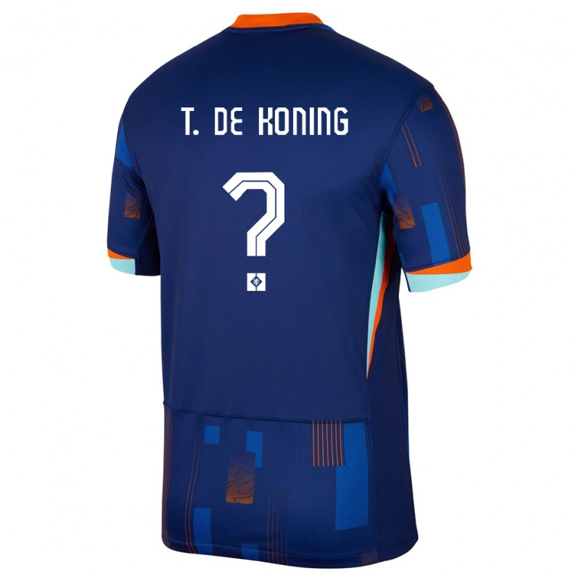 Danxen Mujer Camiseta Países Bajos Tim De Koning #0 Azul 2ª Equipación 24-26 La Camisa
