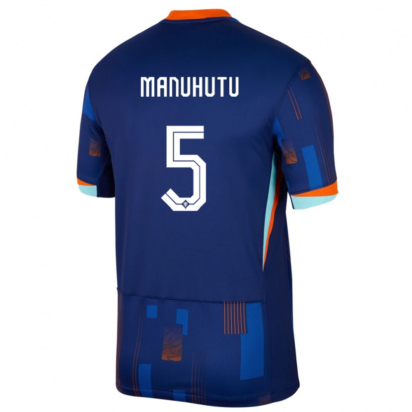 Danxen Mujer Camiseta Países Bajos Rivas Manuhutu #5 Azul 2ª Equipación 24-26 La Camisa