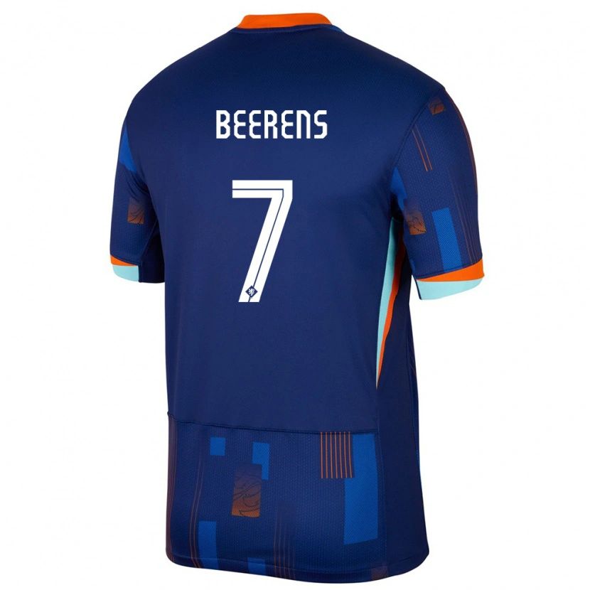 Danxen Mujer Camiseta Países Bajos Jairo Beerens #7 Azul 2ª Equipación 24-26 La Camisa