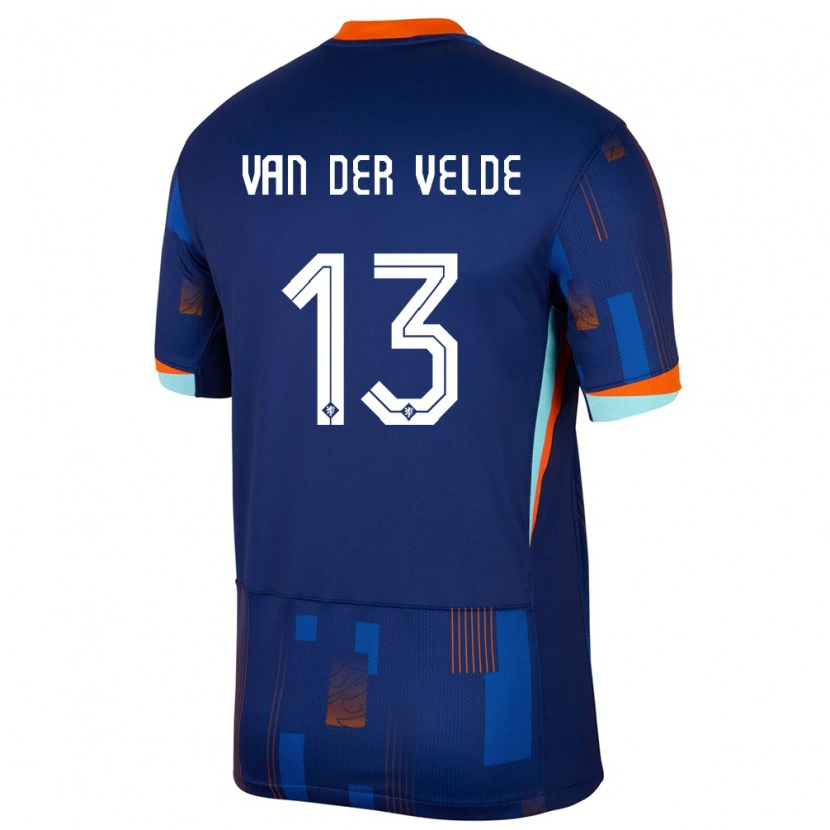 Danxen Mujer Camiseta Países Bajos Yordi Van Der Velde #13 Azul 2ª Equipación 24-26 La Camisa