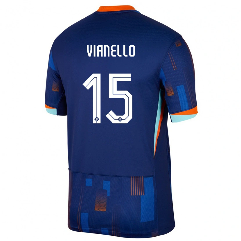Danxen Mujer Camiseta Países Bajos Giannino Vianello #15 Azul 2ª Equipación 24-26 La Camisa