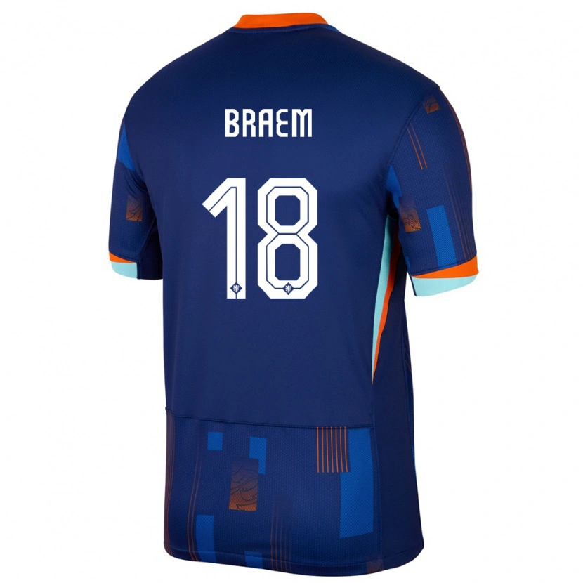 Danxen Mujer Camiseta Países Bajos Tim Braem #18 Azul 2ª Equipación 24-26 La Camisa