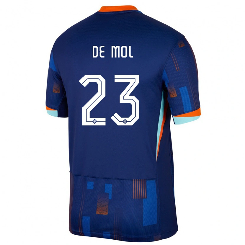 Danxen Mujer Camiseta Países Bajos Stenn De Mol #23 Azul 2ª Equipación 24-26 La Camisa