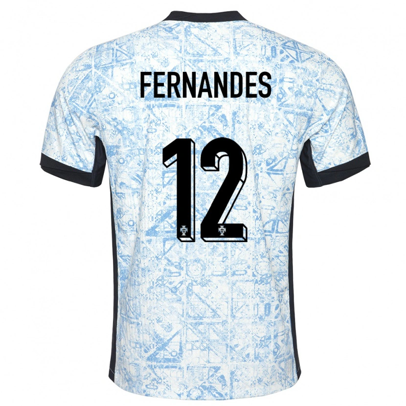 Danxen Mujer Camiseta Portugal Diogo Fernandes #12 Crema Azul 2ª Equipación 24-26 La Camisa