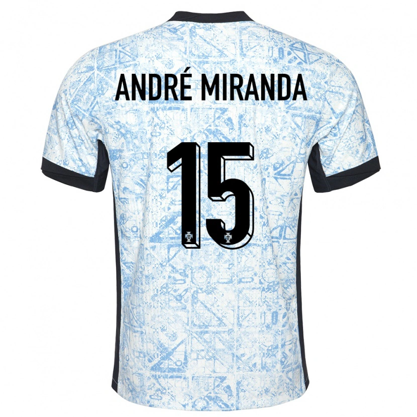Danxen Mujer Camiseta Portugal André Miranda #15 Crema Azul 2ª Equipación 24-26 La Camisa
