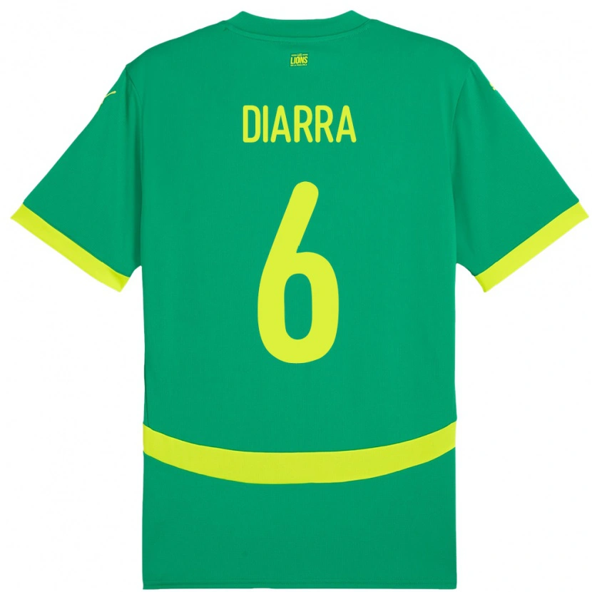 Danxen Mujer Camiseta Senegal Habib Diarra #6 Verde 2ª Equipación 24-26 La Camisa