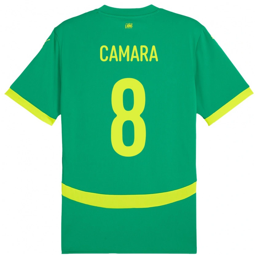 Danxen Mujer Camiseta Senegal Lamine Camara #8 Verde 2ª Equipación 24-26 La Camisa