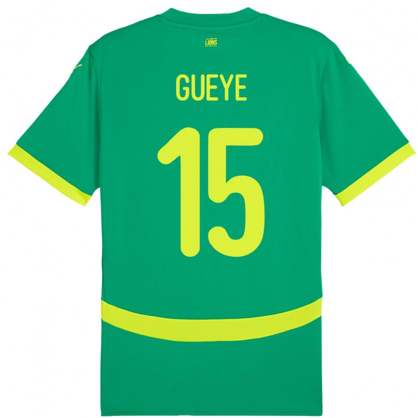 Danxen Mujer Camiseta Senegal Pape Gueye #15 Verde 2ª Equipación 24-26 La Camisa