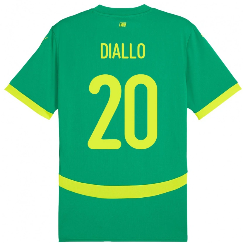 Danxen Mujer Camiseta Senegal Habib Diallo #20 Verde 2ª Equipación 24-26 La Camisa