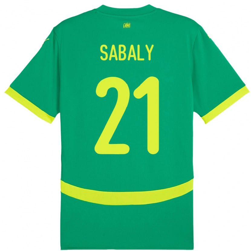 Danxen Mujer Camiseta Senegal Cheikh Sabaly #21 Verde 2ª Equipación 24-26 La Camisa