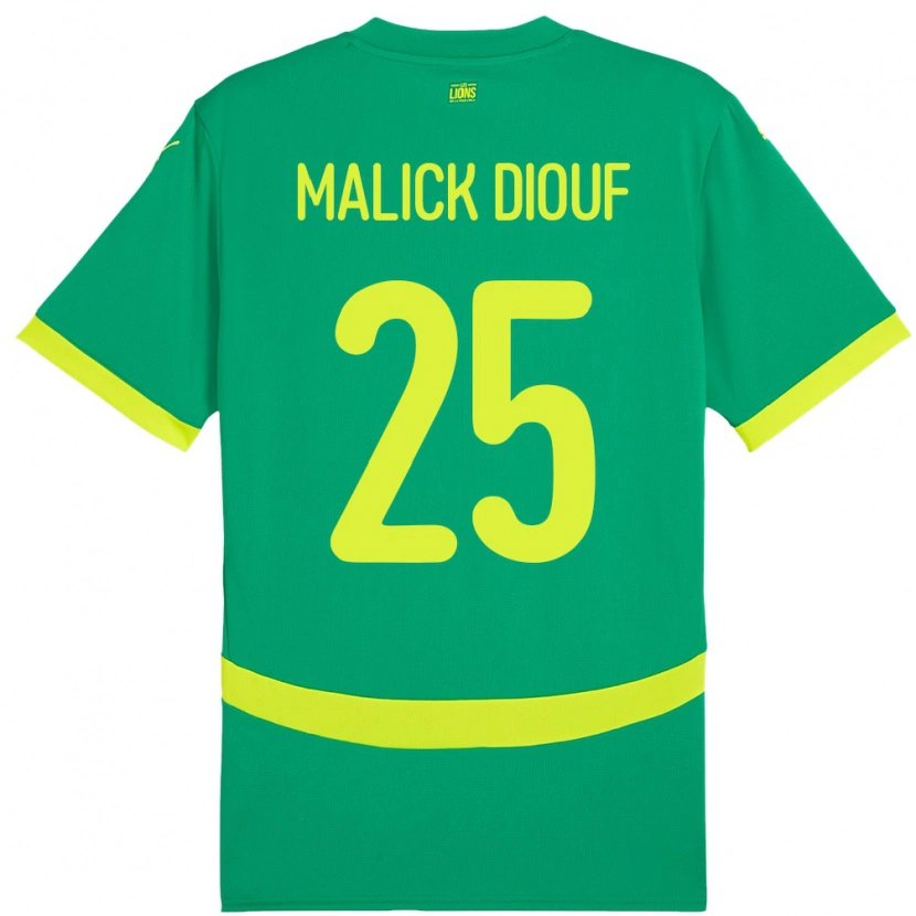 Danxen Mujer Camiseta Senegal El Hadji Malick Diouf #25 Verde 2ª Equipación 24-26 La Camisa