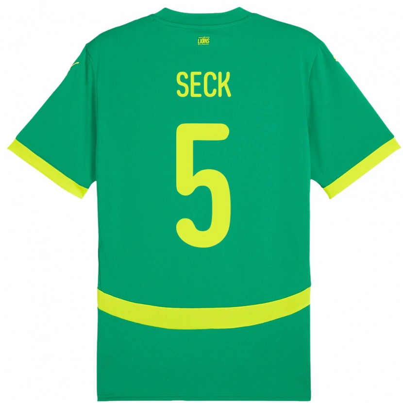 Danxen Mujer Camiseta Senegal Ibrahima Seck #5 Verde 2ª Equipación 24-26 La Camisa