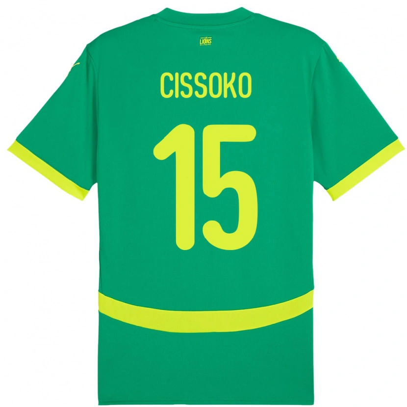 Danxen Mujer Camiseta Senegal Ibrahima Cissoko #15 Verde 2ª Equipación 24-26 La Camisa