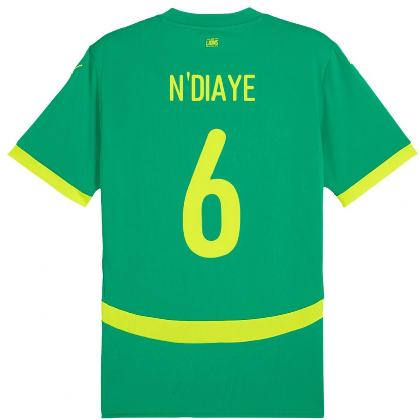 Danxen Mujer Camiseta Senegal Niakhate N Diaye #6 Verde 2ª Equipación 24-26 La Camisa