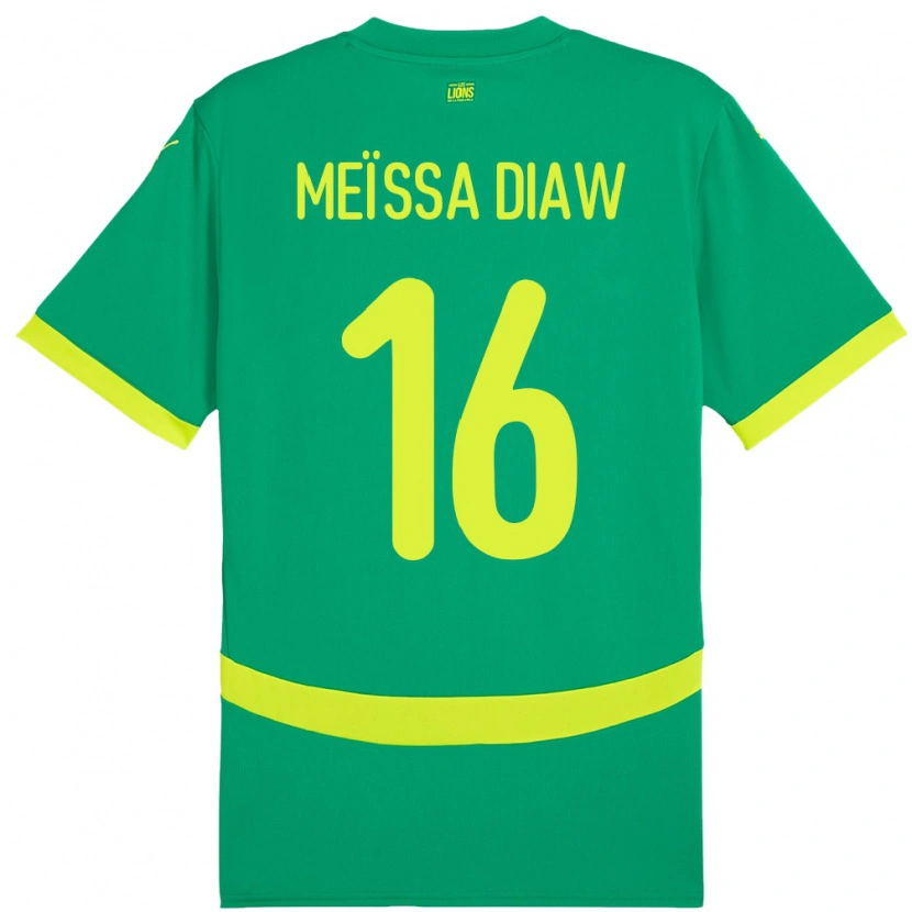 Danxen Mujer Camiseta Senegal Ndeye Meissa Diaw #16 Verde 2ª Equipación 24-26 La Camisa