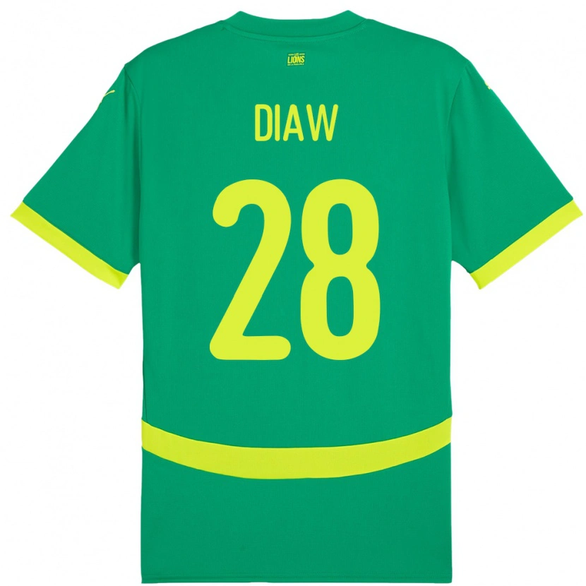Danxen Mujer Camiseta Senegal Mory Diaw #28 Verde 2ª Equipación 24-26 La Camisa