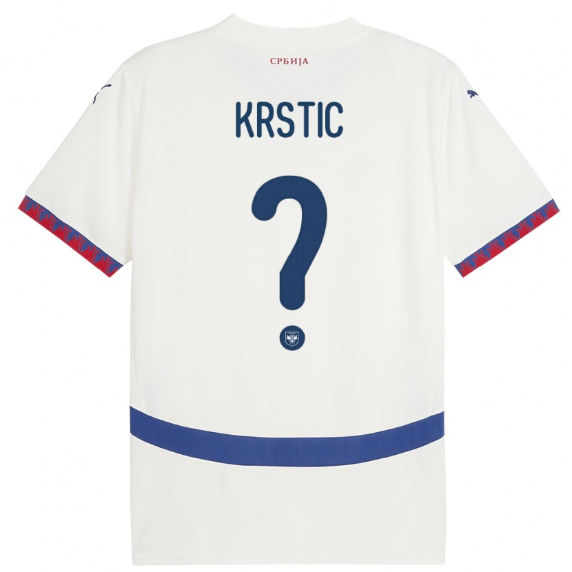 Danxen Mujer Camiseta Serbia Nikola Krstic #0 Blanco 2ª Equipación 24-26 La Camisa