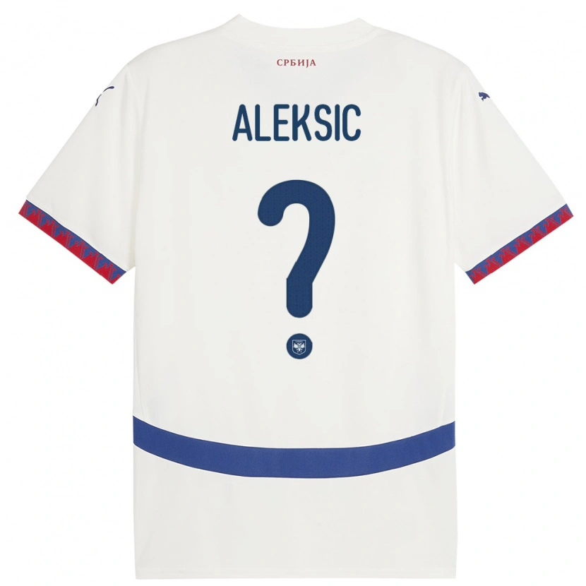 Danxen Mujer Camiseta Serbia Milan Aleksic #0 Blanco 2ª Equipación 24-26 La Camisa