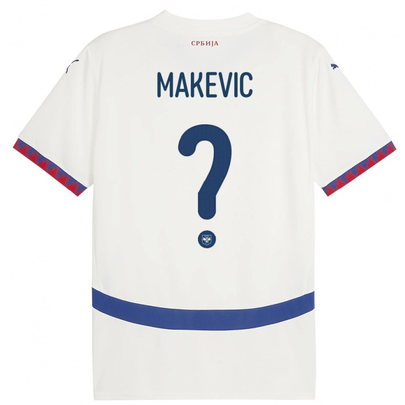 Danxen Mujer Camiseta Serbia Dusan Makevic #0 Blanco 2ª Equipación 24-26 La Camisa