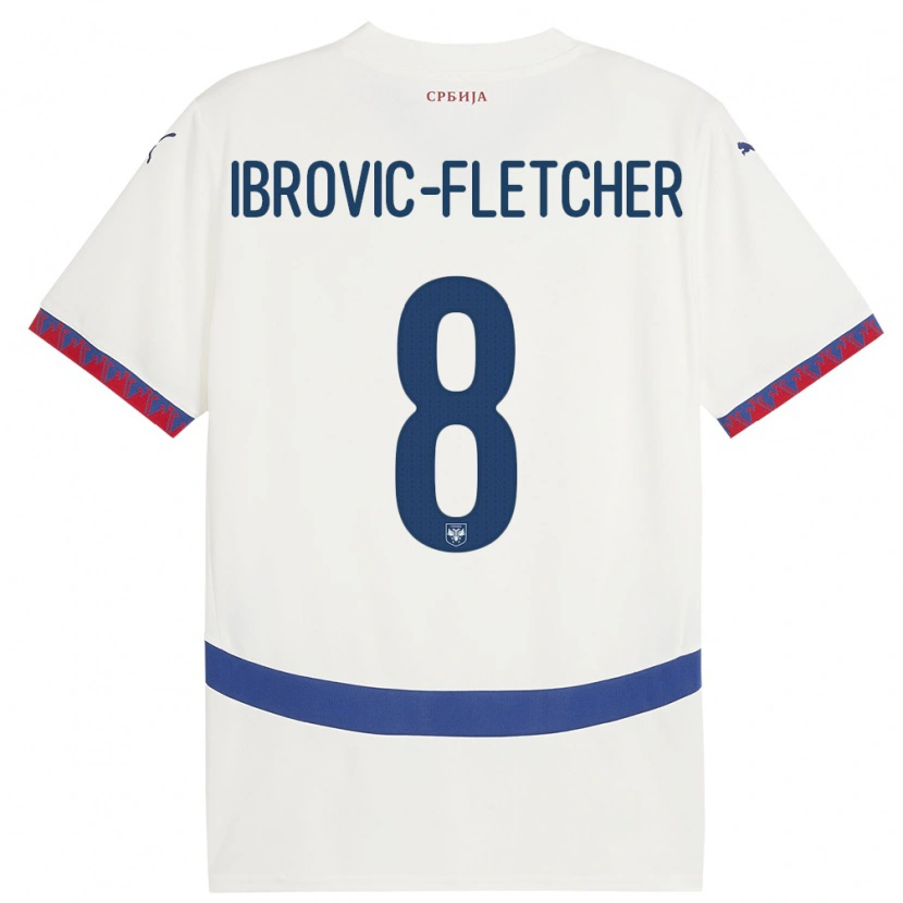Danxen Mujer Camiseta Serbia Edward Ibrovic-Fletcher #8 Blanco 2ª Equipación 24-26 La Camisa