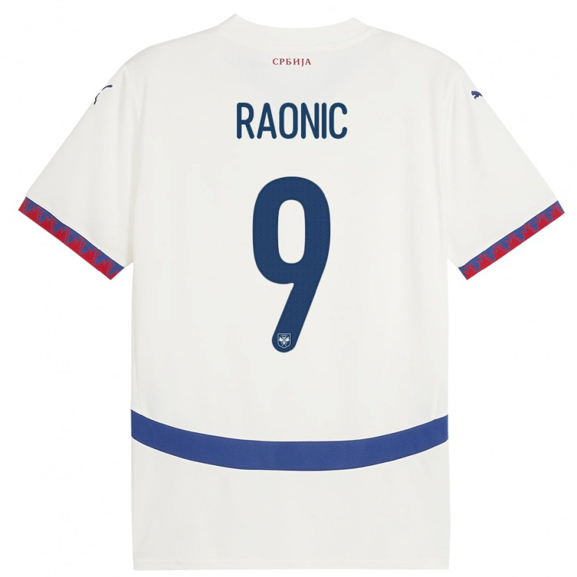 Danxen Mujer Camiseta Serbia Sava Raonic #9 Blanco 2ª Equipación 24-26 La Camisa