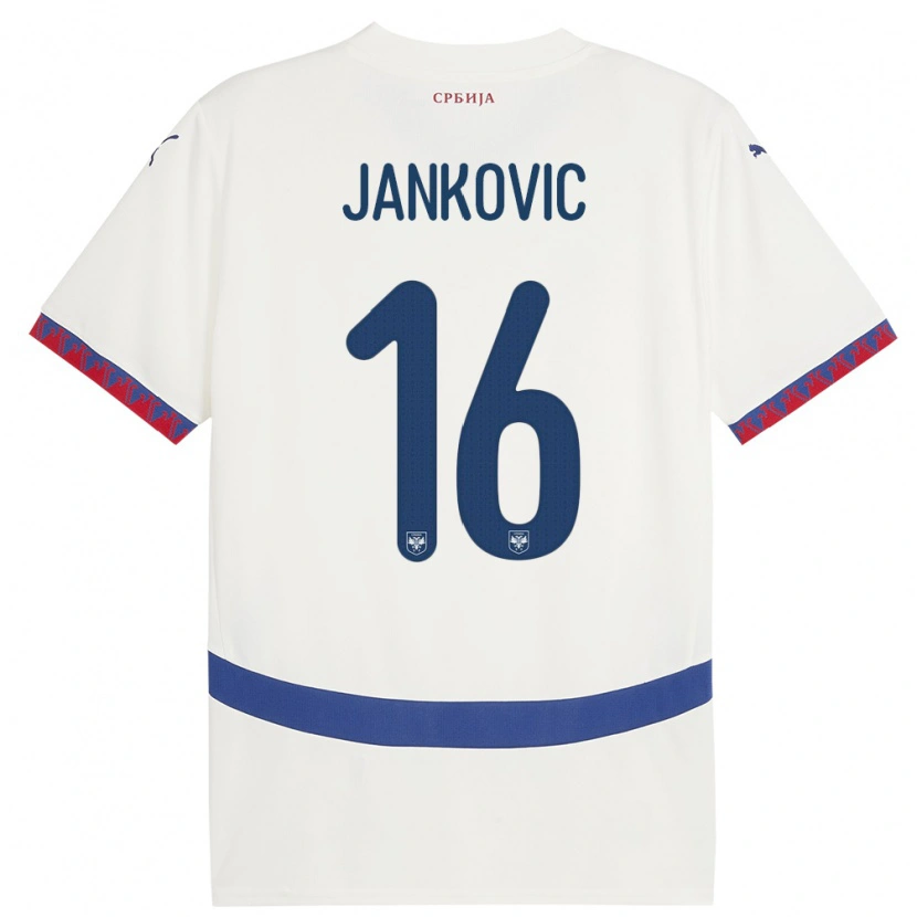 Danxen Mujer Camiseta Serbia Dimitrije Jankovic #16 Blanco 2ª Equipación 24-26 La Camisa