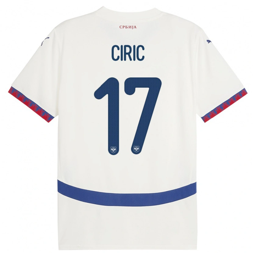 Danxen Mujer Camiseta Serbia Jovan Ciric #17 Blanco 2ª Equipación 24-26 La Camisa