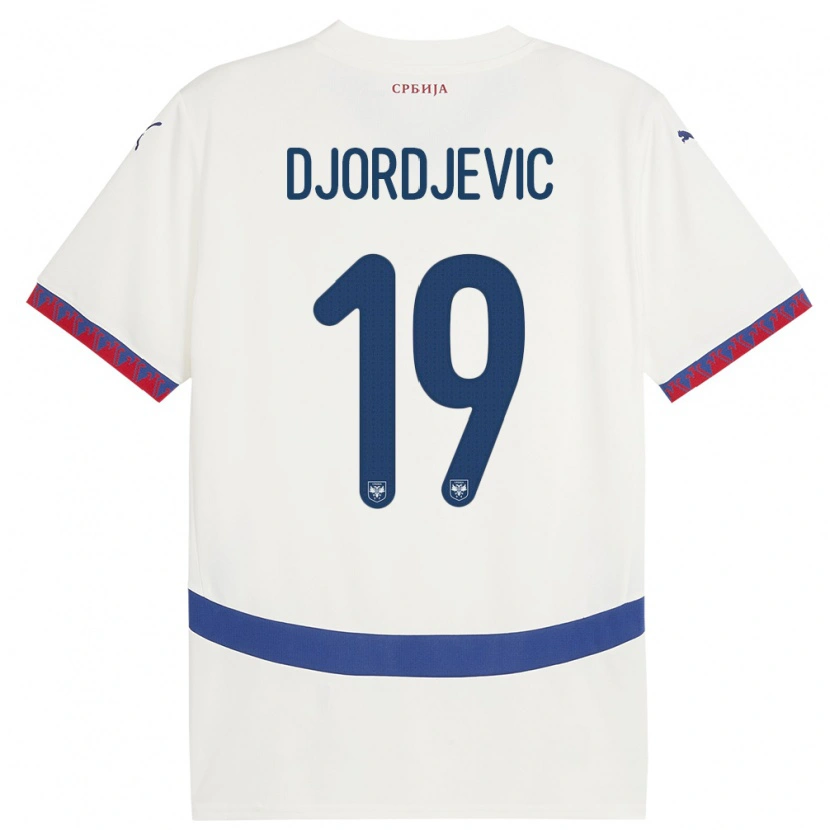 Danxen Mujer Camiseta Serbia Luka Djordjevic #19 Blanco 2ª Equipación 24-26 La Camisa