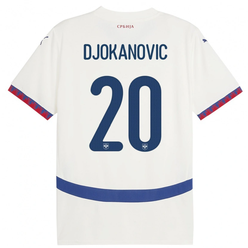 Danxen Mujer Camiseta Serbia Damjan Djokanovic #20 Blanco 2ª Equipación 24-26 La Camisa