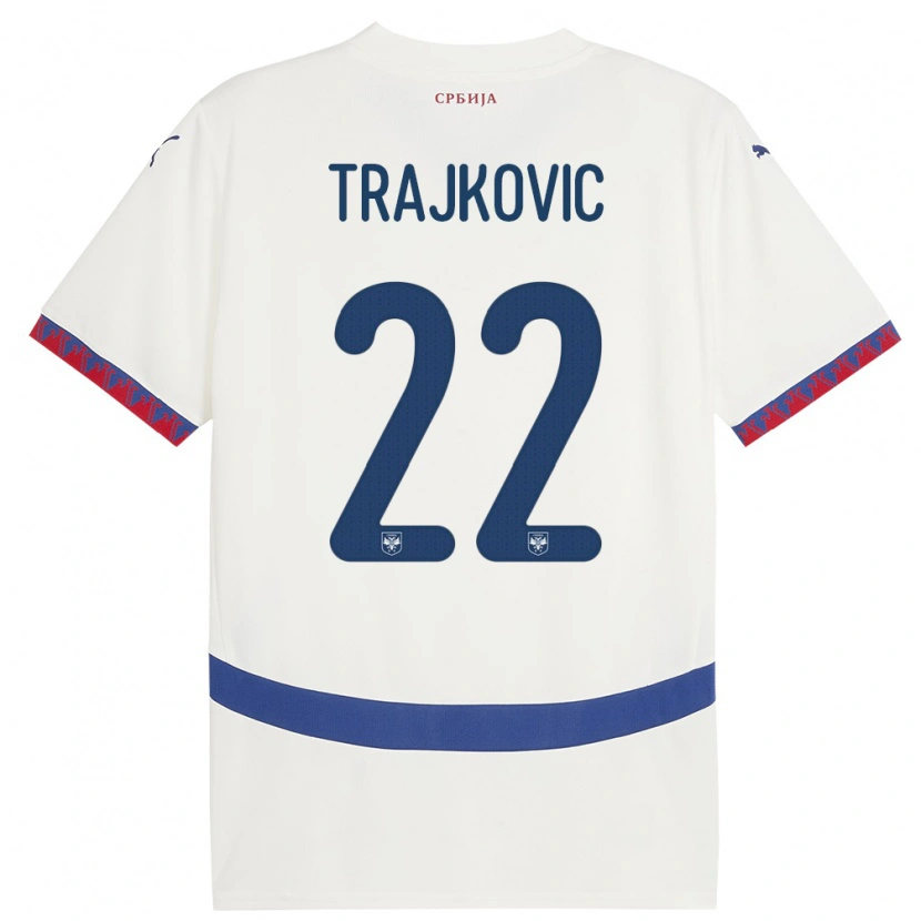 Danxen Mujer Camiseta Serbia Aleksa Trajkovic #22 Blanco 2ª Equipación 24-26 La Camisa