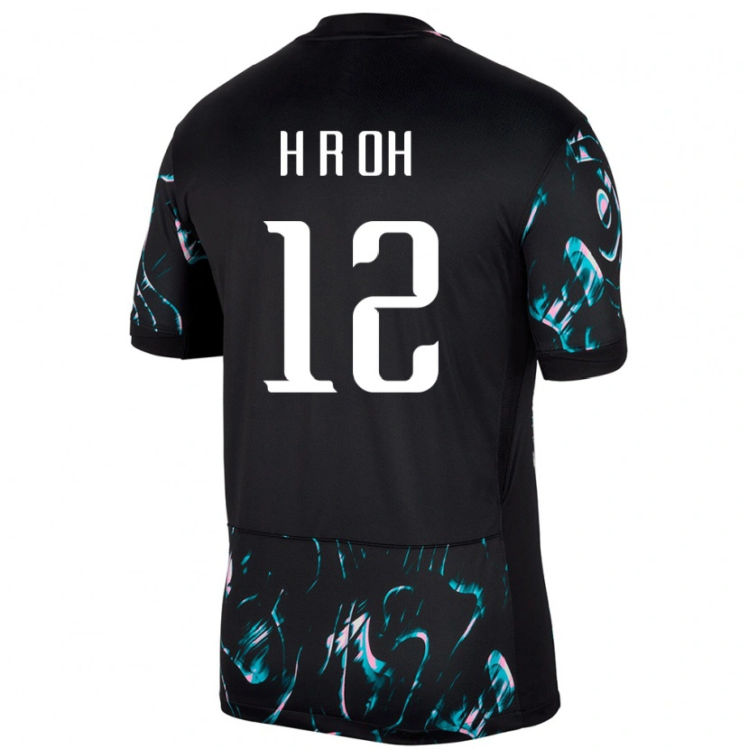 Danxen Mujer Camiseta Corea Del Sur Ha-Ram Oh #12 Negro 2ª Equipación 24-26 La Camisa